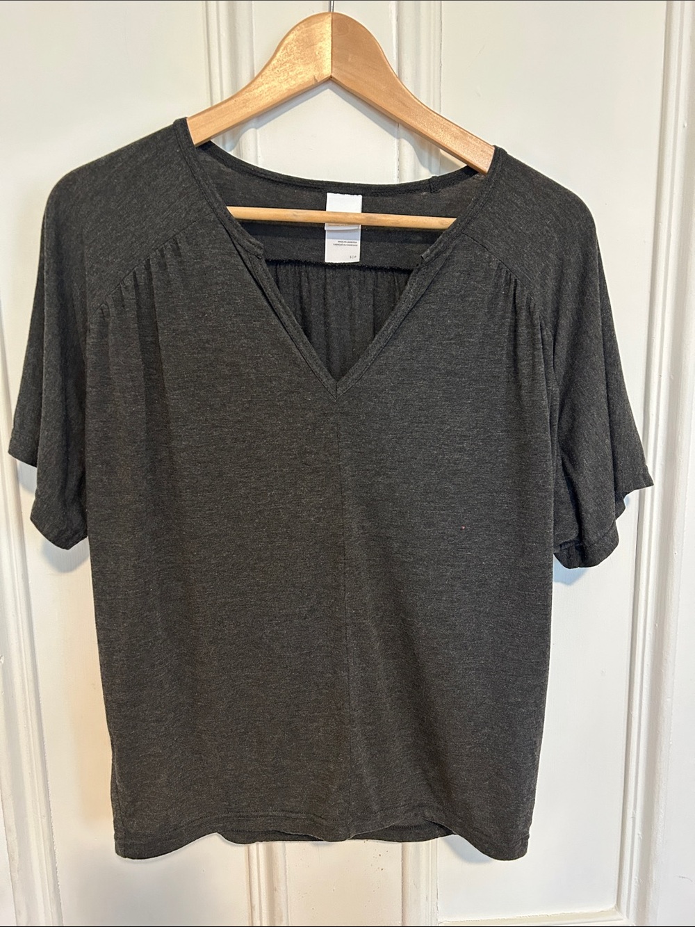 LOLE Dark Charcoal V-Neck Short Sleeve Tee - Size S